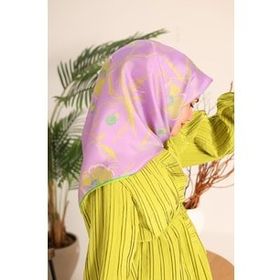 Silk Home 11433-07 Leylak Desenli Tivil İpek Eşarp