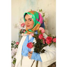 Silk Home 11433-31 Yeşil Pembe Karma Desen Tivil İpek Eşarp