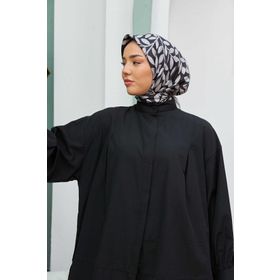 Silk Home SYR22425 Antrasit Yaprak Desenli Tivil İpek Eşarp