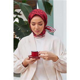 Silk Home SYR22972 Bordo Yaprak Desenli Sura İpek Eşarp