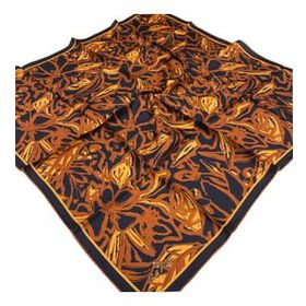 Silk Home SYR24930 Turuncu-Kiremit Çiçek Desen Tivil İpek Eşarp