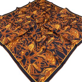 Silk Home SYR24930 Turuncu-Kiremit Çiçek Desen Tivil İpek Eşarp