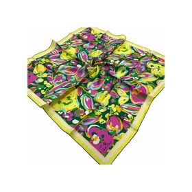 Silk Home SYR26517 Sarı-Yeşil Desenli Tivil İpek Eşarp