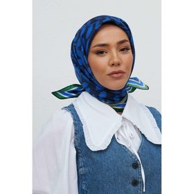 Silk Home SYR26530 Saks Mavi Yaprak Desenli Sura İpek Eşarp