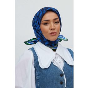 Silk Home SYR26530 Saks Mavi Yaprak Desenli Sura İpek Eşarp