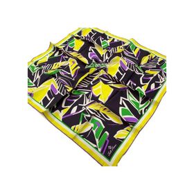 Silk Home SYR26610 Sarı-Yeşil Geometrik Yaprak Desen Tivil İpek Eşarp