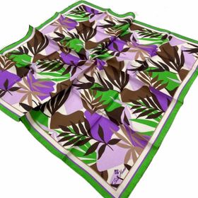 Silk Home SYR26628 Kahve-Mor Yaprak Desen Tivil İpek Eşarp