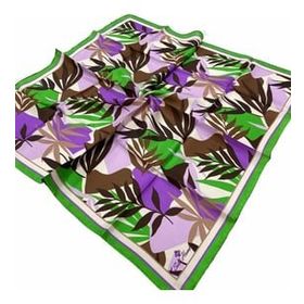 Silk Home SYR26628 Kahve-Mor Yaprak Desen Tivil İpek Eşarp
