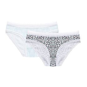 Silk&Blue Dantelli Desenli 2'li Beyaz Yeşil Slip