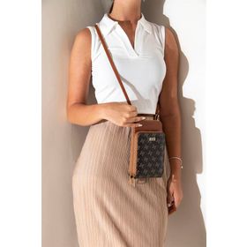 Silver Polo NV1011 Kahve Sarı Taba Kadın Askılı Cüzdan