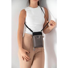 Silver Polo NV1011 Platin Siyah Kadın Askılı Cüzdan