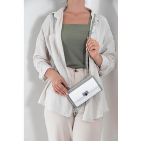 Silver Polo NV921 Beyaz Açık Gri Kadın Askılı Cüzdan