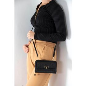 Silver Polo NV921 Siyah Siyah Kadın Askılı Cüzdan