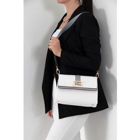 Silver Polo SP1009 Beyaz Açık Gri Kadın Çapraz Çanta
