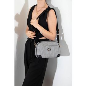 Silver Polo SP1094 Beyaz Siyah Kadın Çapraz Çanta