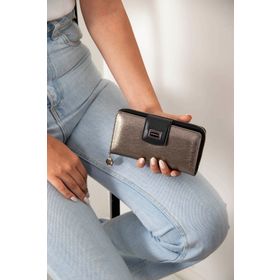Silver Polo SP928 Platin Siyah Kadın Kartlık Cüzdan