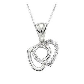 Silverlina Çift Kalpli Bayan Gümüş Kolye