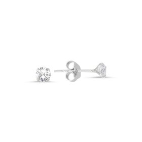 Silverlina Gümüş 4mm Yuvarlak Zirkon Tektaş Küpe