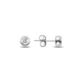 Silverlina Gümüş 4mm Yuvarlak Zirkon Tektaş Küpe