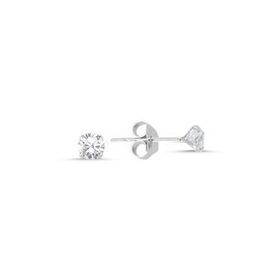 Silverlina Gümüş 4mm Yuvarlak Zirkon Tektaş Küpe