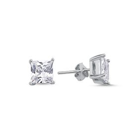 Silverlina Gümüş 7mm Zirkon Kare Tektaş Küpe