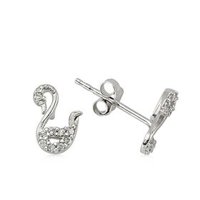Silverlina Gümüş Kuğu Çivili Küpe