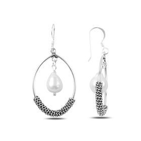 Silverlina Gümüş Sallantılı İnci Küpe