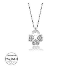 Silverlina Swarovski Taşlı Yonca Bayan Gümüş Kolye