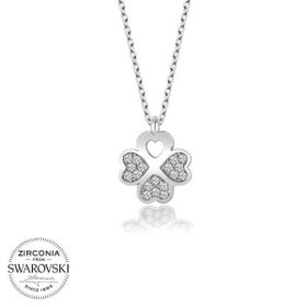 Silverlina Swarovski Taşlı Yonca Bayan Gümüş Kolye