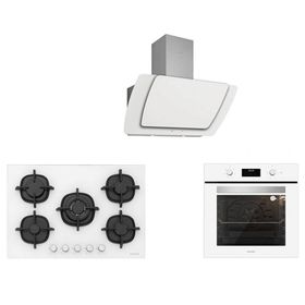 Silverline 3373 Misto 60 + CS5364W01 + BO6502W02 Beyaz Cam Ankastre Set