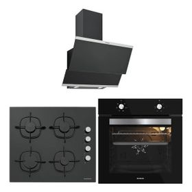 Silverline 3420 Classy - CS5335B01 - BO65E1B01 Siyah 3'lü Cam Ankastre Set