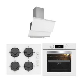 Silverline 3420 Classy Davlumbaz CS5335W01 Ocak BO65E4W01 Fırın Beyaz Cam Ankastre Set