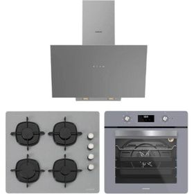 Silverline 3481 Flam - CS5335S02 - BO6502S02 Gri 3'lü Cam Ankastre Set