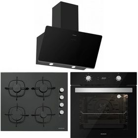 Silverline BO6501B01 - CS5335S01 - 3420 Classy 60 3'lü Siyah Cam Ankastre Set