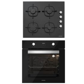Silverline BO6502B01 - CS5335B01 2'li Siyah Cam Ankastre Set