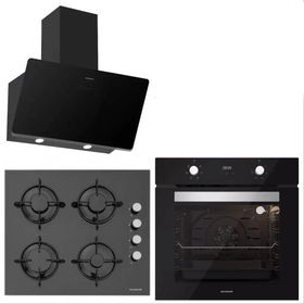 Silverline Bo6502b01 - Cs5349b01 - 3457 Soho 60 Siyah Cam Ankastre Set