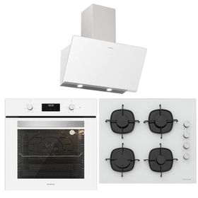Silverline BO6502W02 - CS5335W01 - 3457 Soho 60 Beyaz Cam Ankastre Set