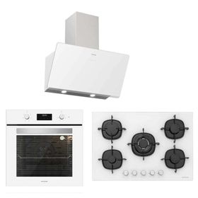 Silverline BO6502W02 - CS5365W01 Beyaz Cam Ankastre Set