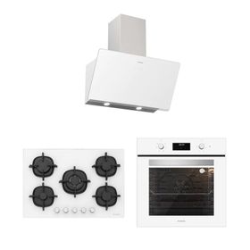 Silverline BO6502W02 - CS5365W01 Beyaz Cam Ankastre Set