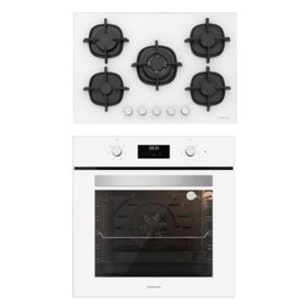 Silverline BO6502W02 - CS5365W01 Beyaz Cam Ankastre Set
