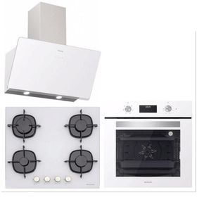 Silverline BO6502W02-CS5436W01-3457 Soho 60 cm Beyaz Cam Ankastre Set