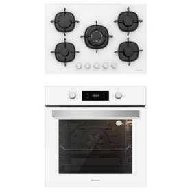Silverline BO6504W01 - CS5365W01 Beyaz Cam Ankastre Set