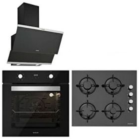 Silverline Siyah Cam 3420 Classy Siyah Davlumbaz CS5349B01 OcakBO65E1B01 Fırın Ankastre Set