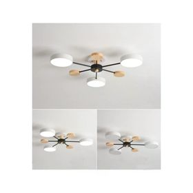 Simaavize 3'lü Beyaz Modern Ahşap Detaylı Led Avize