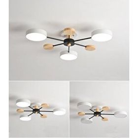 Simaavize 3'lü Beyaz Modern Ahşap Detaylı Led Avize