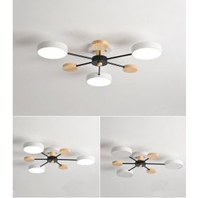 Simaavize 3'lü Beyaz Modern Ahşap Detaylı Led Avize