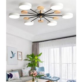 Simaavize Modern Ahşap Detaylı 6'lı LED Beyaz Avize