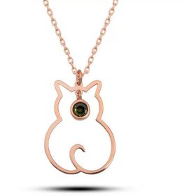 Şimal Silver 925 Ayar Gumus Agustos Ayi Dogum Tasi Kedi Kadin Gumus Kolye