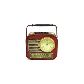 Şımartan Dekoratif Metal Radyo Saatli Kumbara Vintage Hediyelik Biblo
