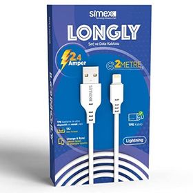 Simex Micro Spk-08 2 mt Longly Beyaz Data Kablosu